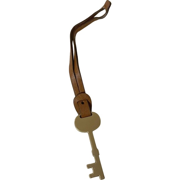 Fossil Accessories - Fossil Bag Key Charm Brown Leather Strap Gold Tone Skeleton Key Replacement
